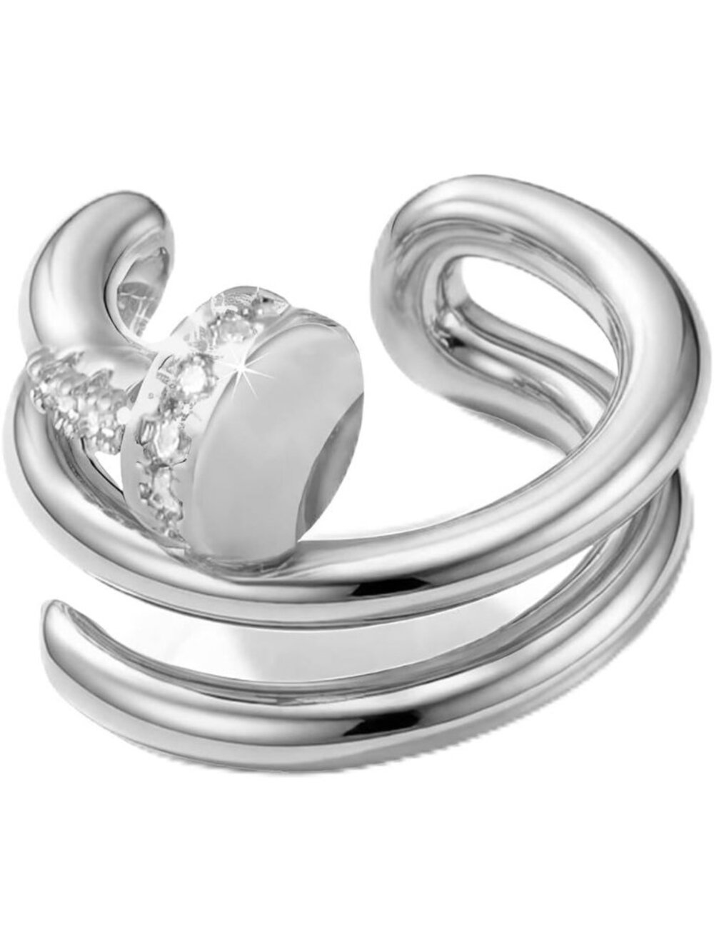 Sparkling Cubic Zirconia Nail Ear Cuff | Non-Piercing Cartilage Earrings
